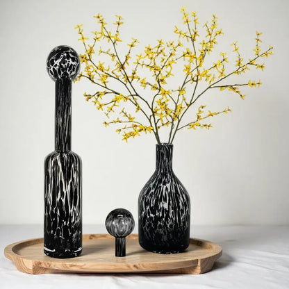 Tortoiseshell leopard print glass vase living room decor accessory