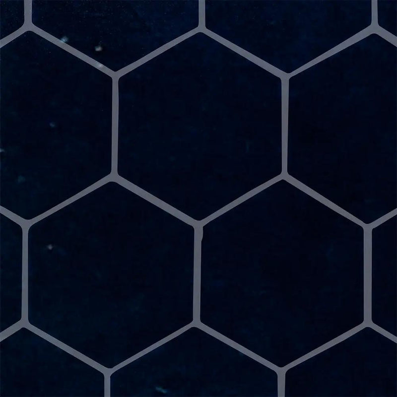 Obsidian Crackled Hexagon 5 Ceramic Tiles 5x5