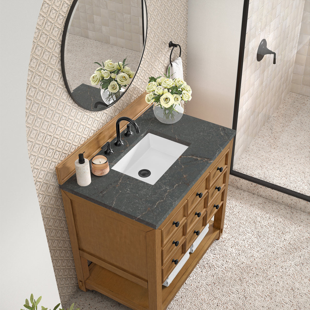 James Martin Malibu 36" Single Bathroom Vanity, Amber Birch
