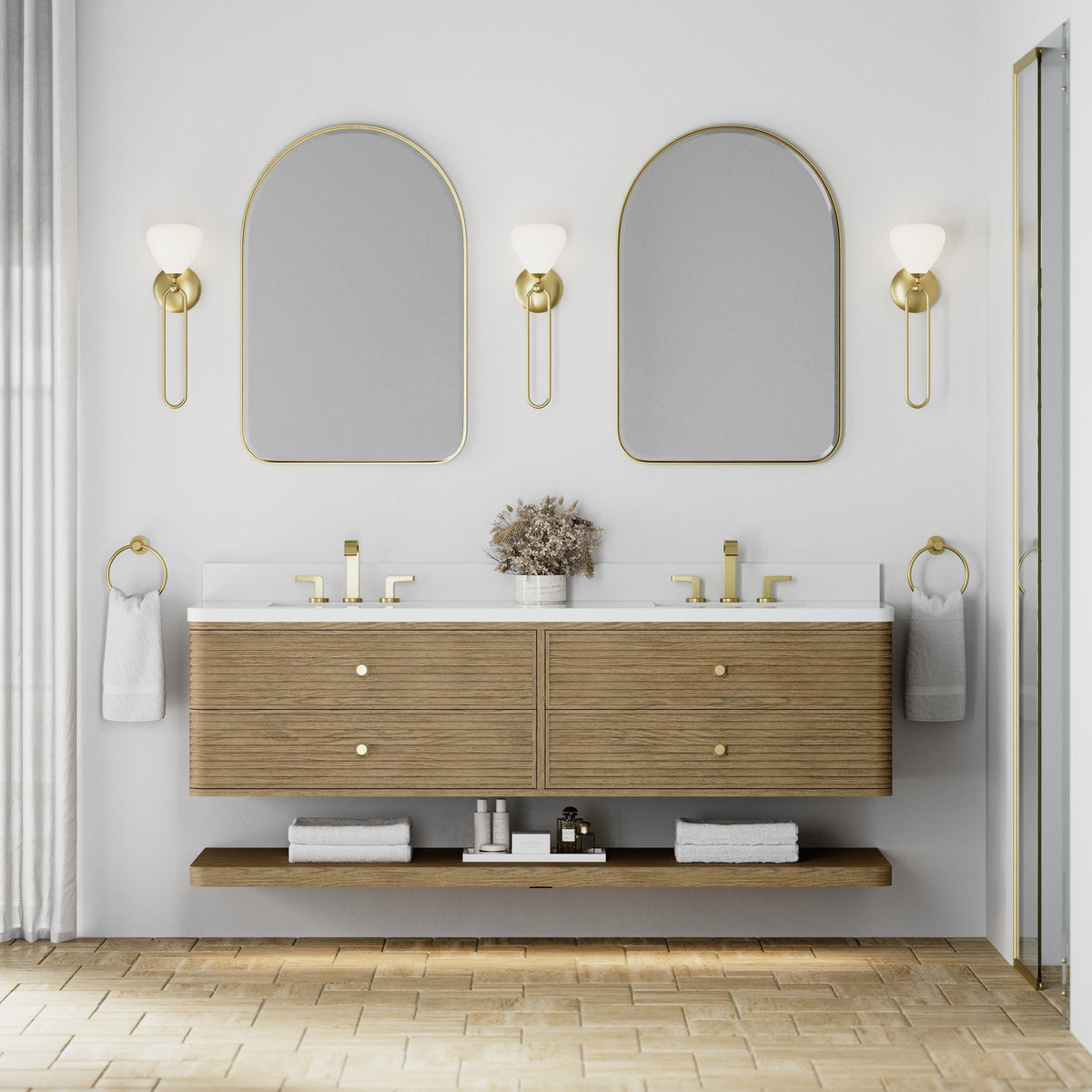 James Martin Allamari 72" Floating Double Bathroom Vanity, Dune Mist