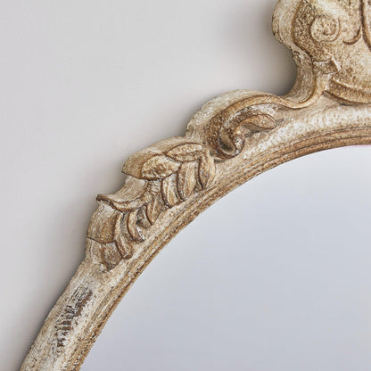 Traditioanl Oval Mirror With Wood Frame Rustic Decor Wall Mirror