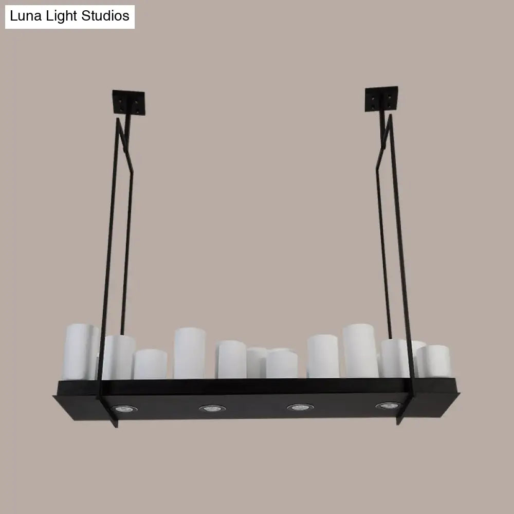 DecorBites™ Traditional Barrel Frosted Glass Hanging Lamp - Black Island Pendant Light for Dining Room - 8/12/16 Lights