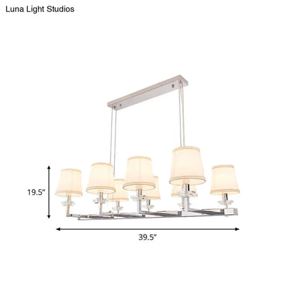 DecorBites™ Traditional Barrel Pendant Light Fixture with Fabric Shades - Chrome Finish, 6/8 Lights - Dining Room Hanging Lamp Kit
