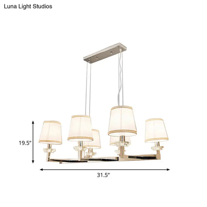 DecorBites™ Traditional Barrel Pendant Light Fixture with Fabric Shades - Chrome Finish, 6/8 Lights - Dining Room Hanging Lamp Kit