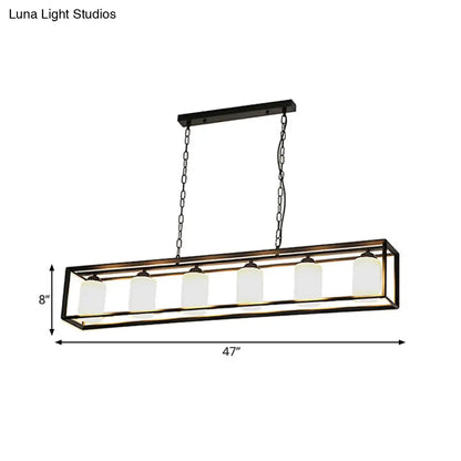 DecorBites™ Traditional Black/Brass Island Pendant Light with Opal Glass - 5/6 Lights