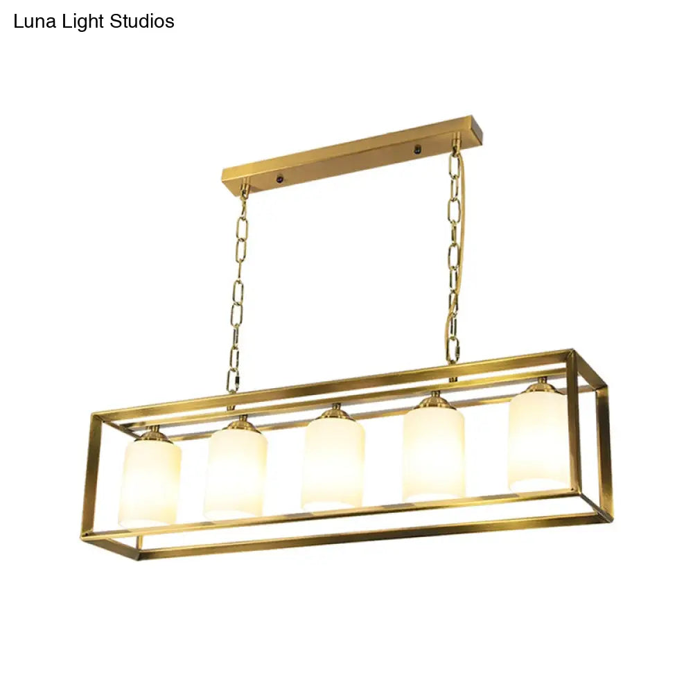DecorBites™ Traditional Black/Brass Island Pendant Light with Opal Glass - 5/6 Lights