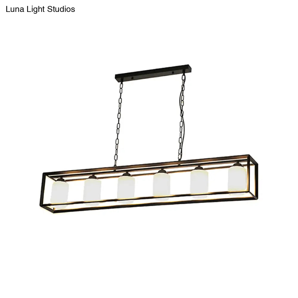 DecorBites™ Traditional Black/Brass Island Pendant Light with Opal Glass - 5/6 Lights