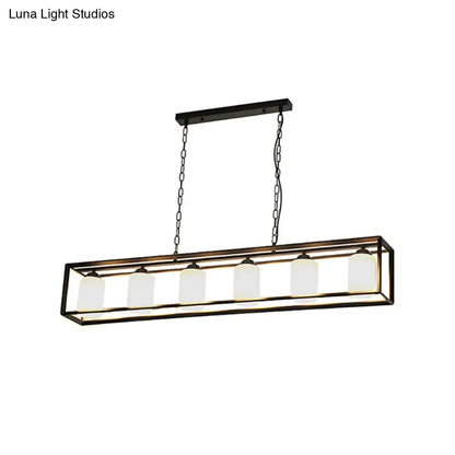 DecorBites™ Traditional Black/Brass Island Pendant Light with Opal Glass - 5/6 Lights