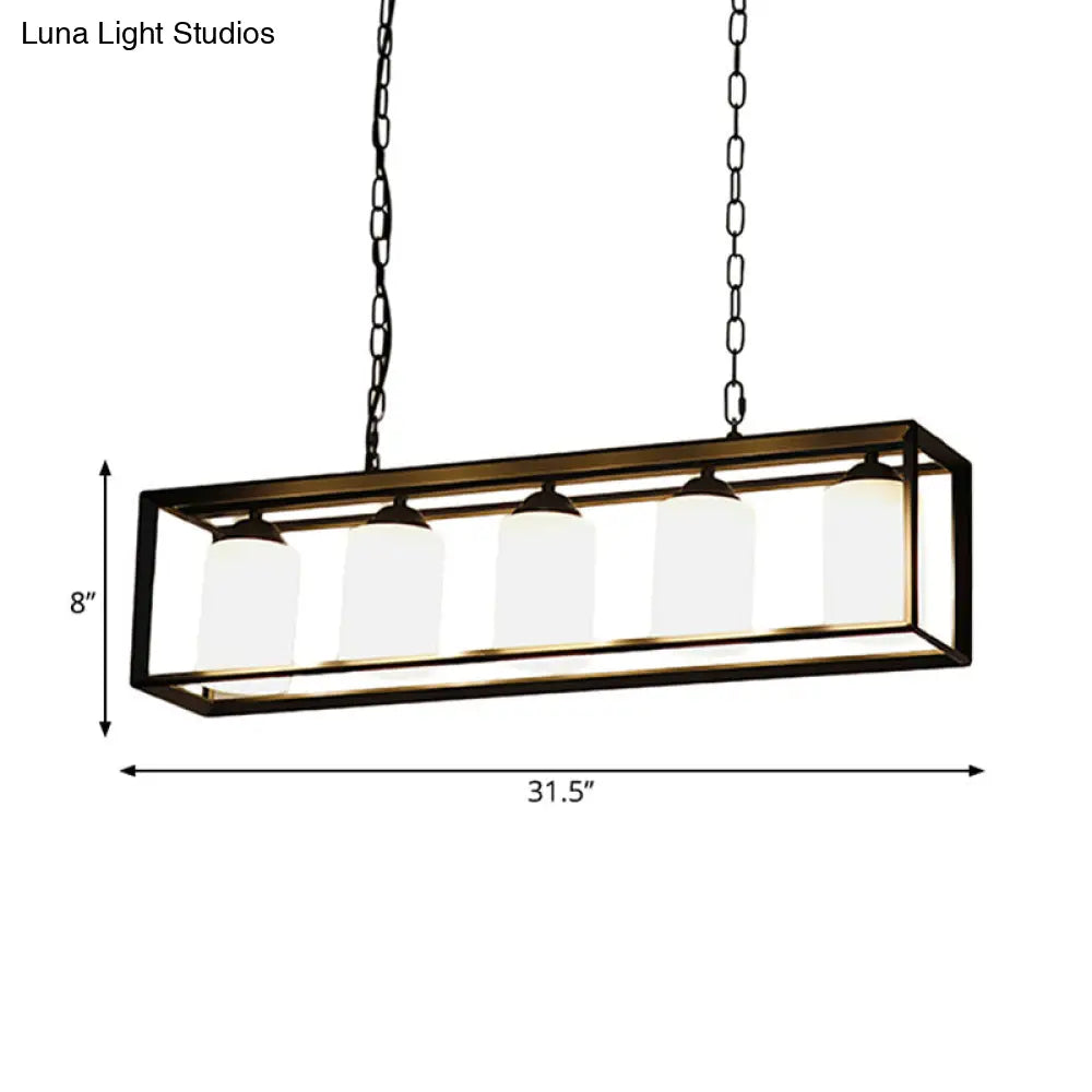 DecorBites™ Traditional Black/Brass Island Pendant Light with Opal Glass - 5/6 Lights