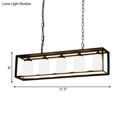 DecorBites™ Traditional Black/Brass Island Pendant Light with Opal Glass - 5/6 Lights