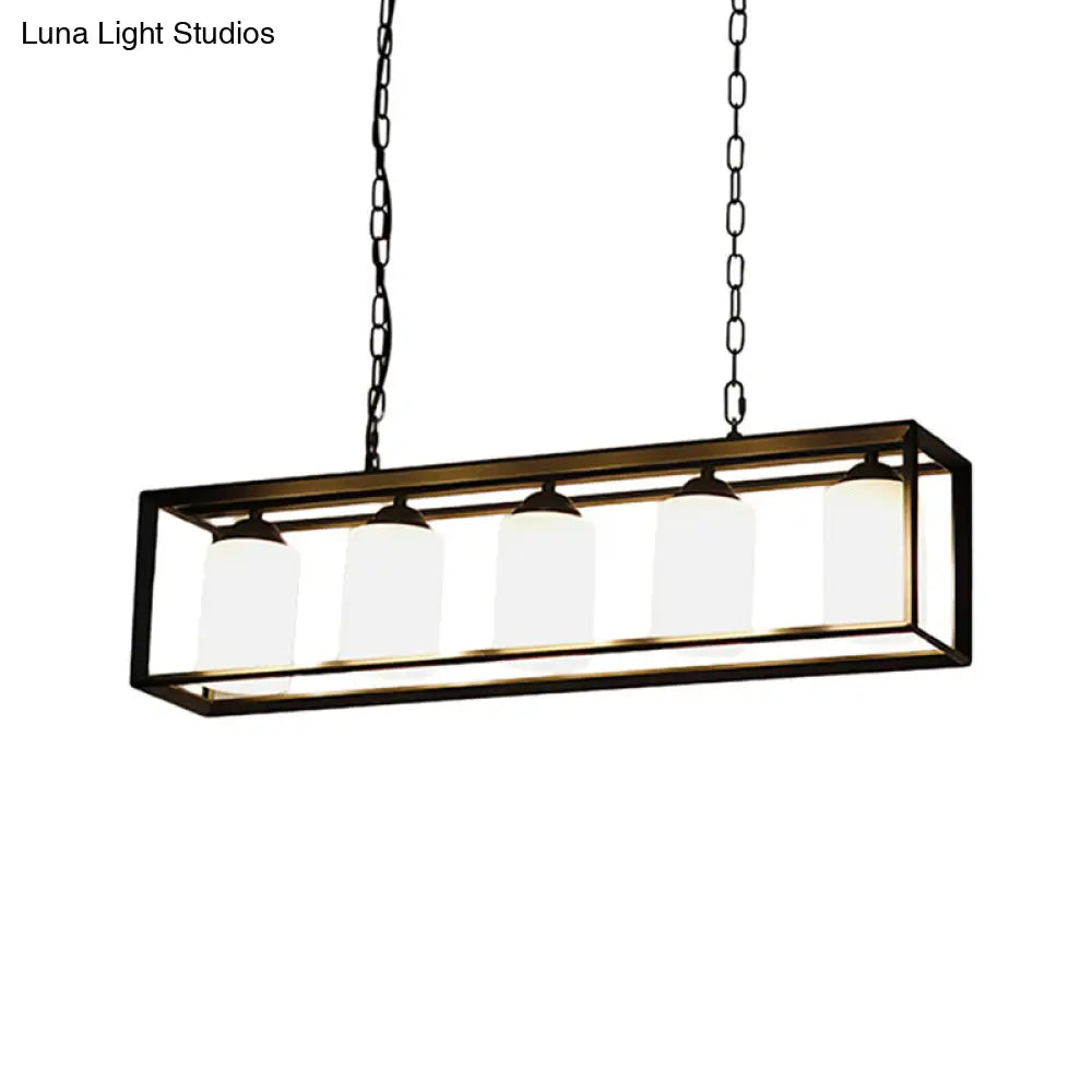 DecorBites™ Traditional Black/Brass Island Pendant Light with Opal Glass - 5/6 Lights