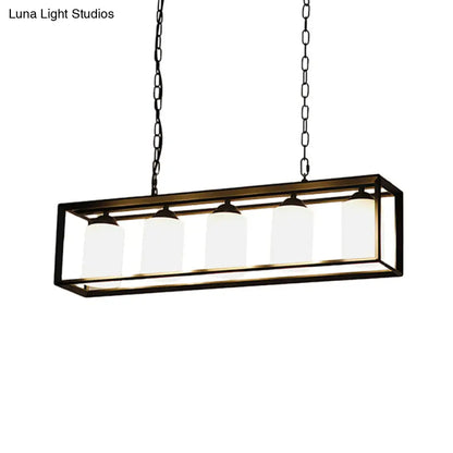 DecorBites™ Traditional Black/Brass Island Pendant Light with Opal Glass - 5/6 Lights