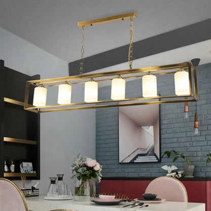 DecorBites™ Traditional Black/Brass Island Pendant Light with Opal Glass - 5/6 Lights
