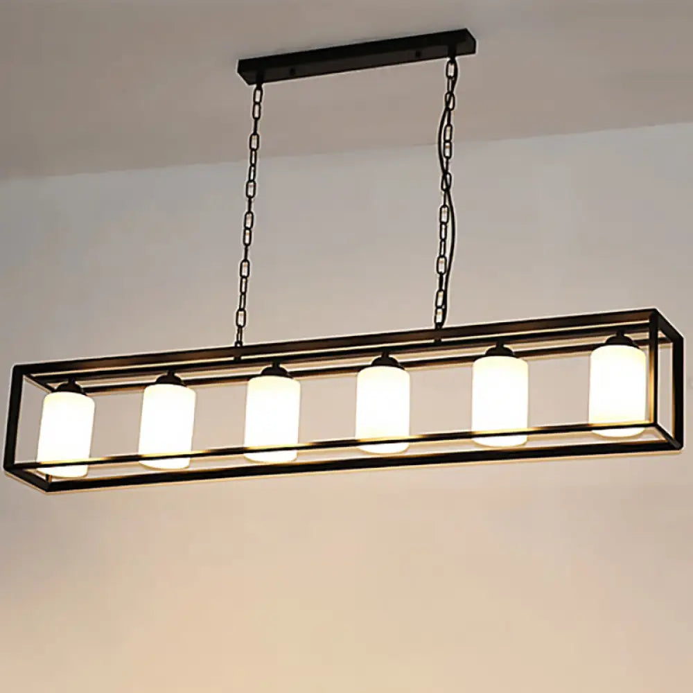 DecorBites™ Traditional Black/Brass Island Pendant Light with Opal Glass - 5/6 Lights