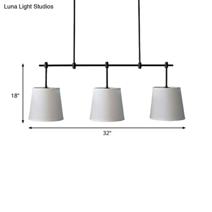DecorBites™ Traditional Black/Gold Fabric Pendant Lighting - 3 Lights Barrel Island Light for Dining Room