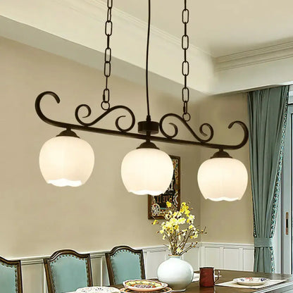 Traditional black island lighting fixture dining room glass globes