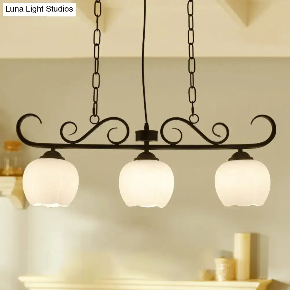 Traditional black island lighting fixture dining room glass globes