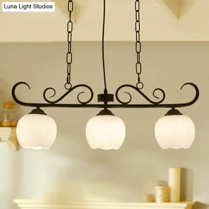 Traditional black island lighting fixture dining room glass globes