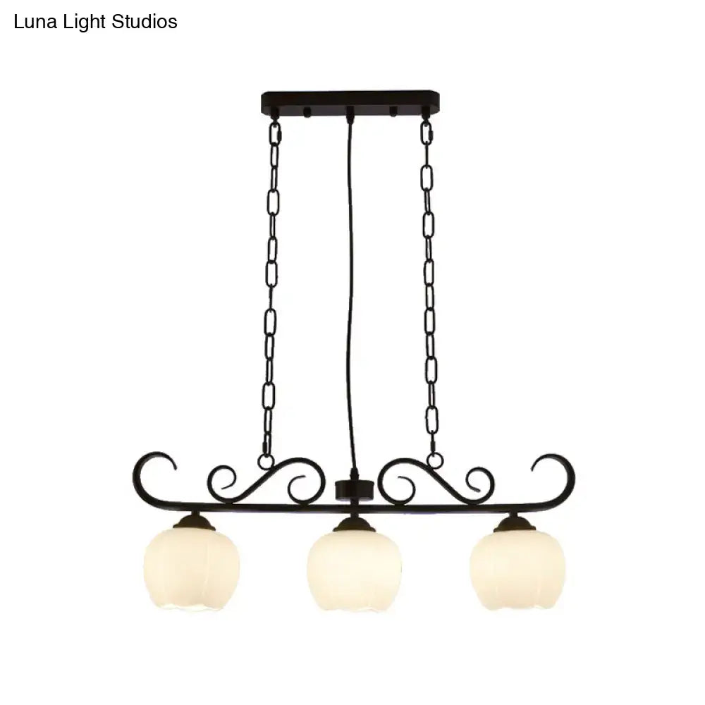 Traditional black island lighting fixture dining room glass globes