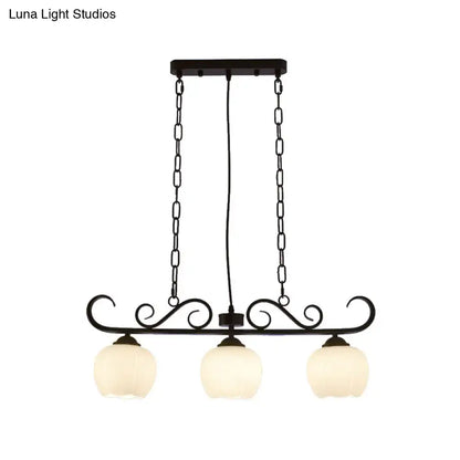 Traditional black island lighting fixture dining room glass globes