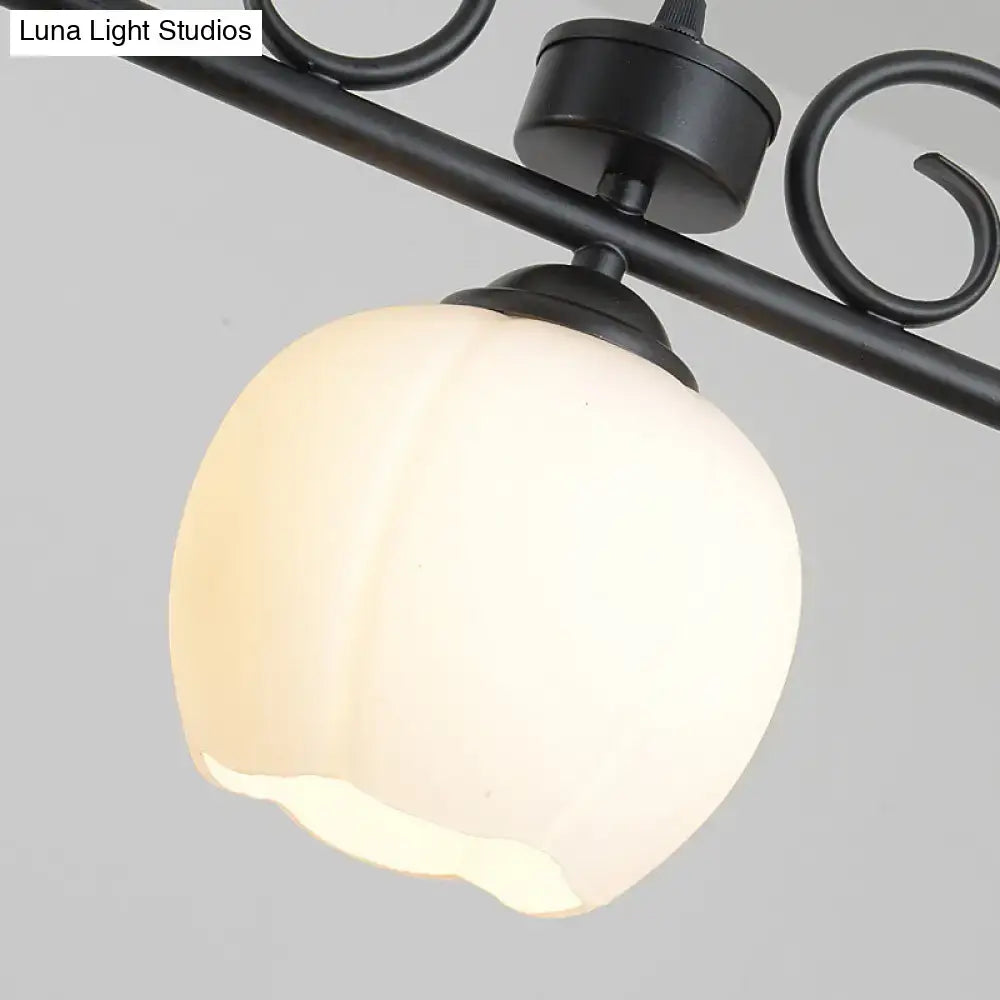 Traditional black island lighting fixture dining room glass globes