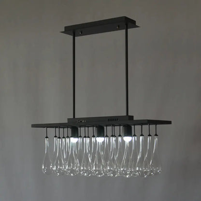 DecorBites™ Traditional Black Island Pendant Light with 3 Clear Glass Rectangles: Warm/White Light
