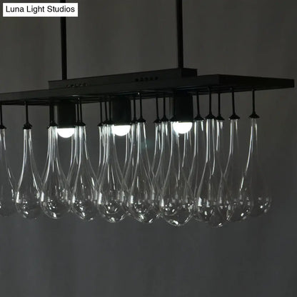 DecorBites™ Traditional Black Island Pendant Light with 3 Clear Glass Rectangles: Warm/White Light