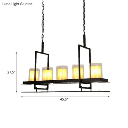 Traditional black marble pendant light with wine glass rack dining room