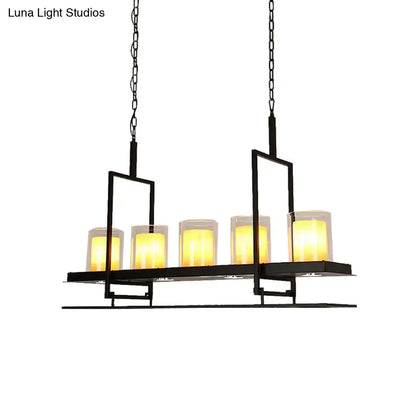 Traditional black marble pendant light with wine glass rack dining room