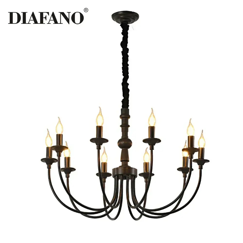 Traditional black metal chandelier 9 light dining room pendant lights