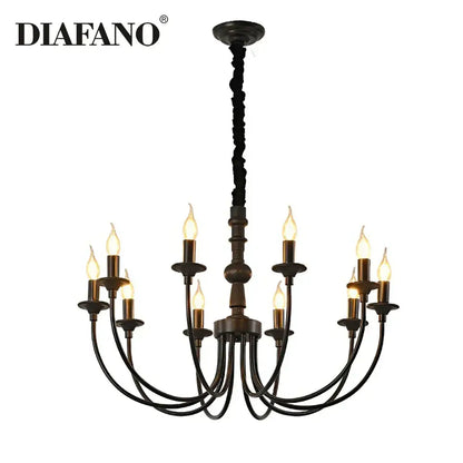Traditional black metal chandelier 9 light dining room pendant lights