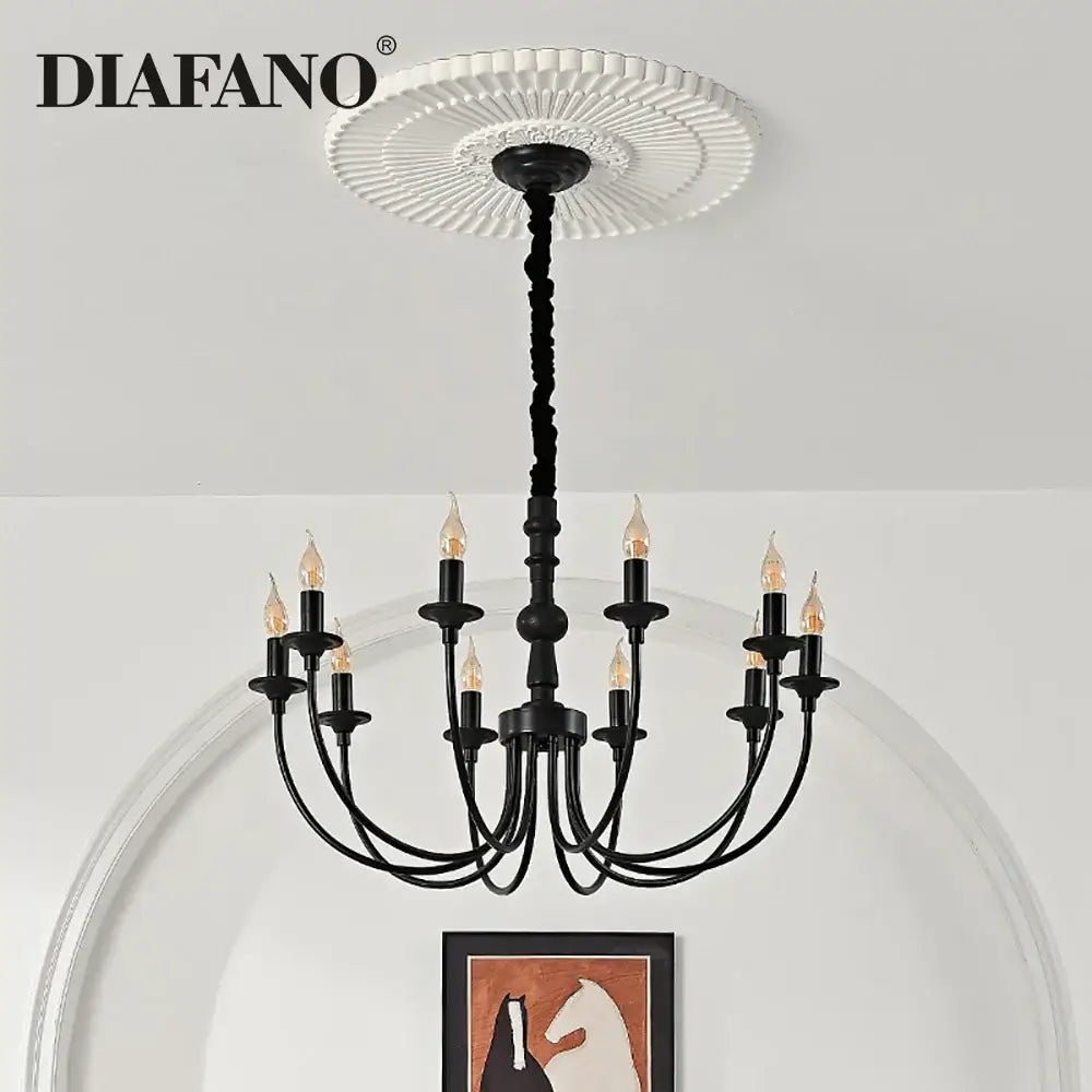 Traditional black metal chandelier 9 light dining room pendant lights