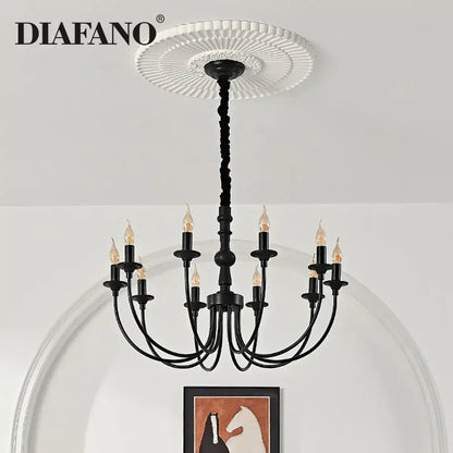 Traditional black metal chandelier 9 light dining room pendant lights