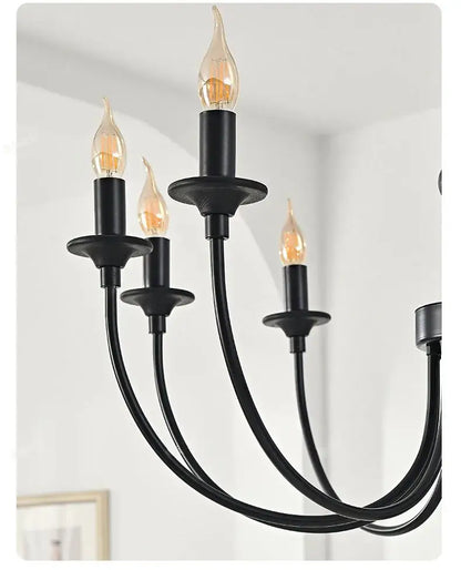 Traditional black metal chandelier 9 light dining room pendant lights