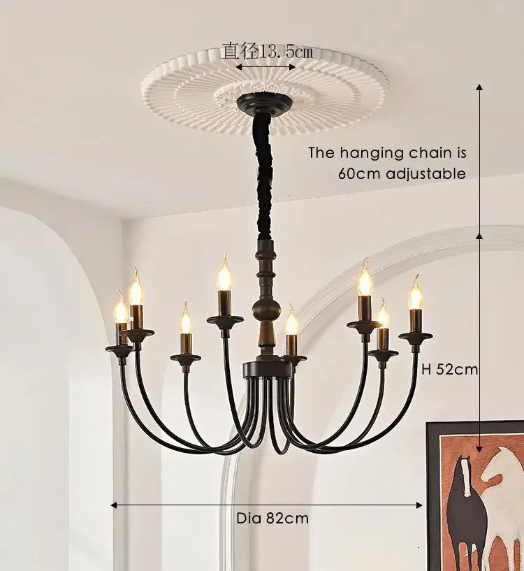 Traditional black metal chandelier 9 light dining room pendant lights