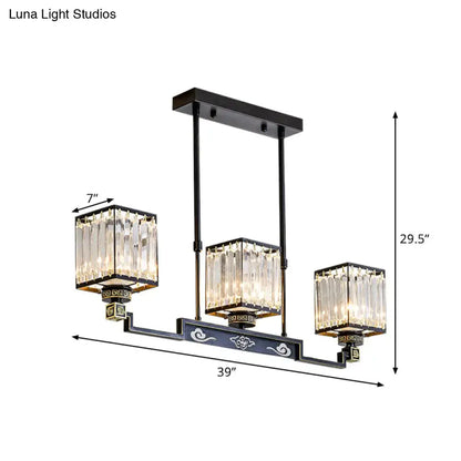 Traditional black metal island chandelier light dining room scrollwork