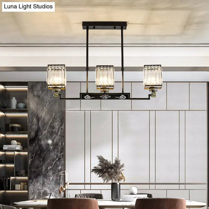 Traditional black metal island chandelier light dining room scrollwork