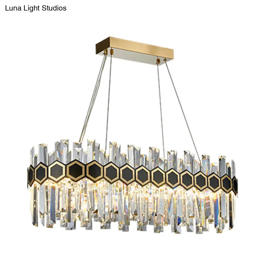 DecorBites™ Traditional Black Oval Chandelier with Crystal Rods - 12 Head Dining Room Ceiling Light