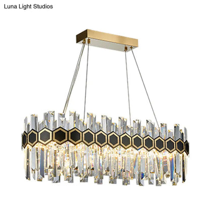 DecorBites™ Traditional Black Oval Chandelier with Crystal Rods - 12 Head Dining Room Ceiling Light