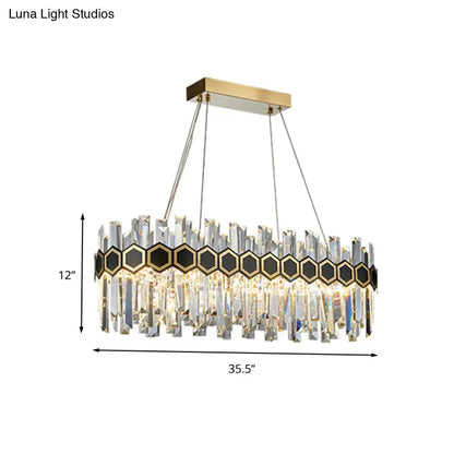 DecorBites™ Traditional Black Oval Chandelier with Crystal Rods - 12 Head Dining Room Ceiling Light