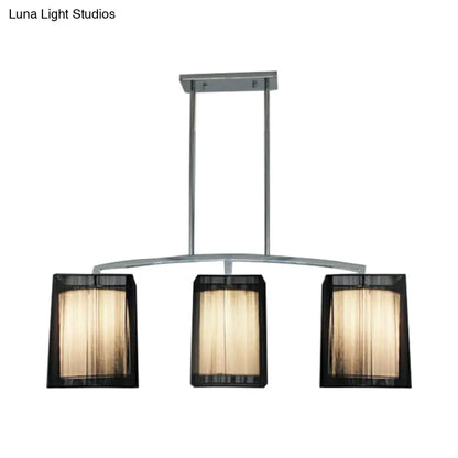 DecorBites™ Traditional Black Pendant Light with Rectangular Fabric Shade - 3-Light Dining Room Island Lighting Fixture