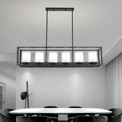Traditional black rectangle frame pendant light dining room fixture