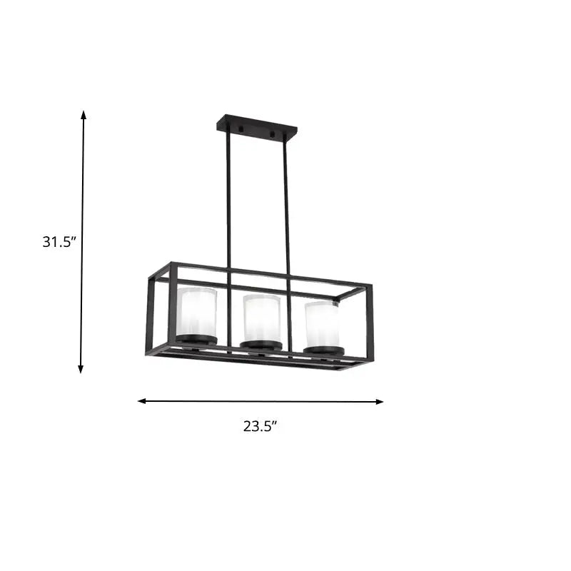 Traditional black rectangle frame pendant light dining room fixture