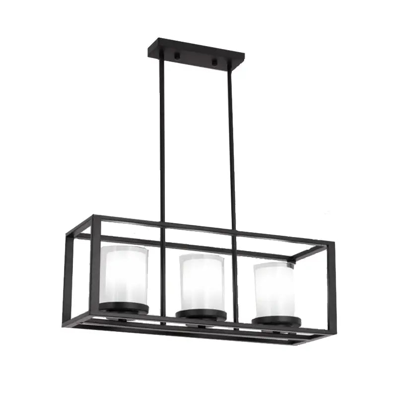 Traditional black rectangle frame pendant light dining room fixture
