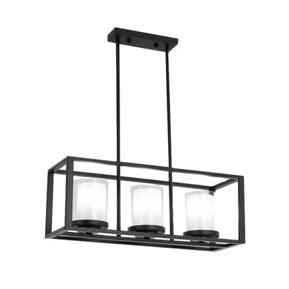 Traditional black rectangle frame pendant light dining room fixture
