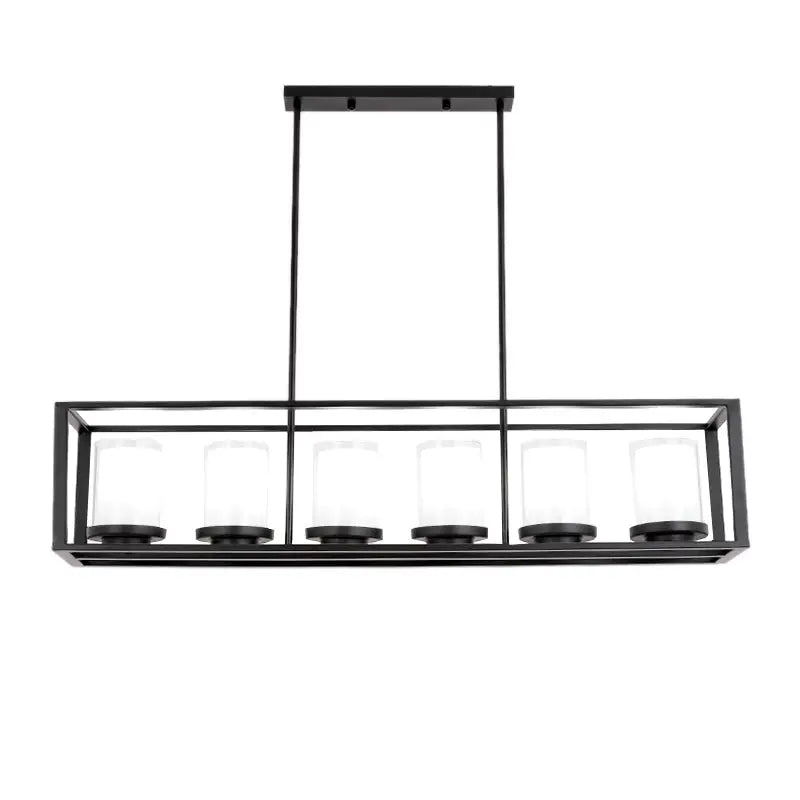 Traditional black rectangle frame pendant light dining room fixture