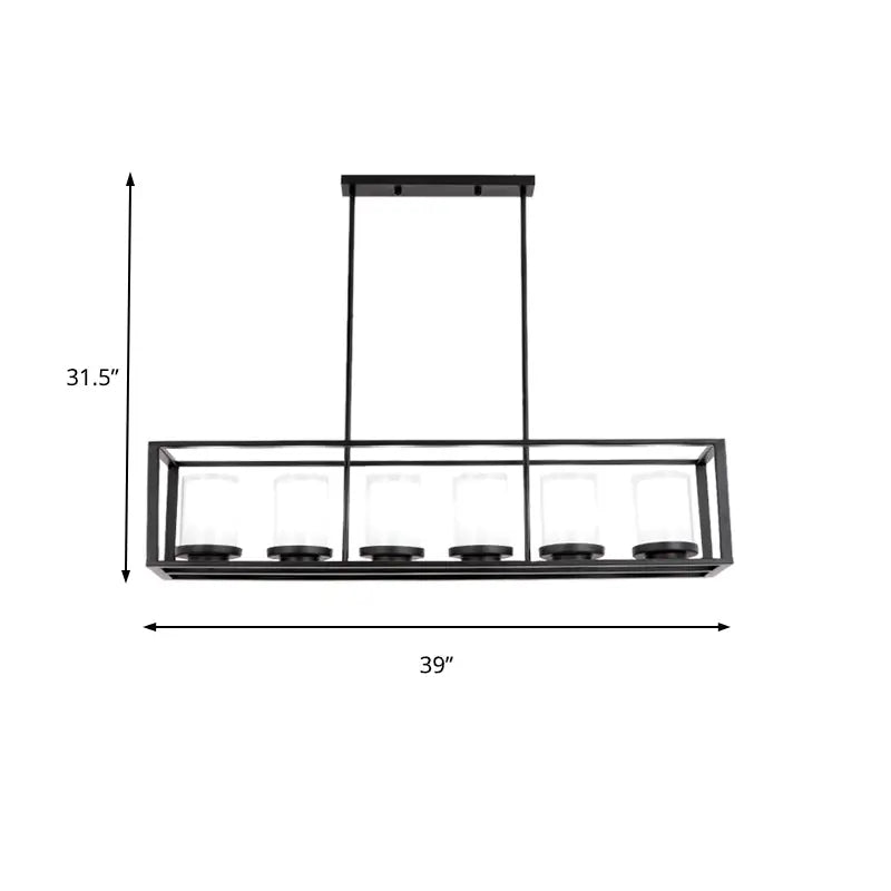 Traditional black rectangle frame pendant light dining room fixture