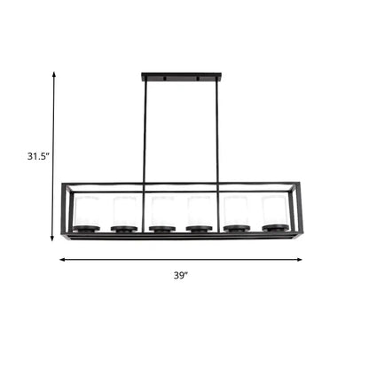 Traditional black rectangle frame pendant light dining room fixture