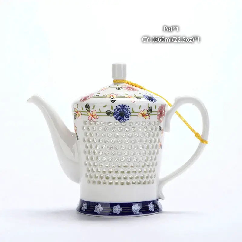 Traditional blue & white porcelain tea pot kitchen ceramic teaware