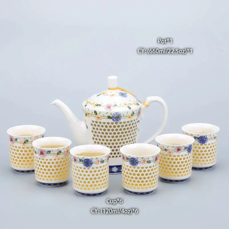 Traditional blue & white porcelain tea pot kitchen ceramic teaware